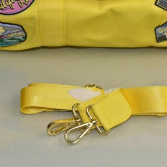 NEW STONEY CLOVER LARGE DUFFLE BAG Yellow 5 Destination Patch Aspen Palm Beach - Picture 7 of 7